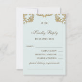 Blue Monogram Victorian Christian Wedding RSVP  (Voorkant)
