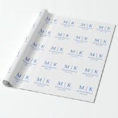 Blue Monogram Wedding Cadeaupapier (Uitgerold)