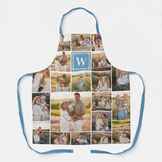 Blue Monogrammed 20 Pic Photo Collage Schort (Voorkant)