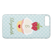 Blue Monogrammed Aardbery Cupcake Case-Mate iPhone Case (Achterkant (Horizontaal))