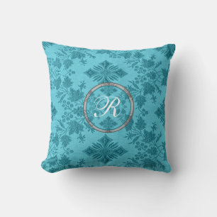 Blue Monogrammed Designer Sierkussen