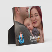 Blue Monogrammed G met Giraffe Baby's foto Fotoplaat (Voorkant)