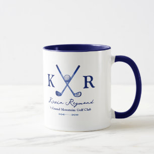 Blue Monogrammed Mok voor een golfer