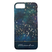 Blue Monogrammed Night Sky met gouden oliestars Case-Mate iPhone Case (Achterkant)