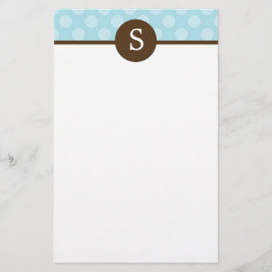 Blue Monogrammed Polka Dots Stationery Briefpapier