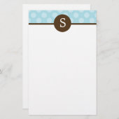 Blue Monogrammed Polka Dots Stationery Briefpapier (Voorkant / Achterkant)