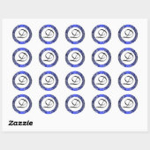 Blue Monogrammed White Lace Paisley Stickers (Vel)