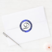 Blue Monogrammed White Lace Paisley Stickers (Envelop)