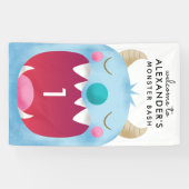 Blue Monster Bash Birthday Party Spandoek (Horizontaal)