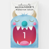 Blue Monster Bash Birthday Party Spandoek (Verticaal)