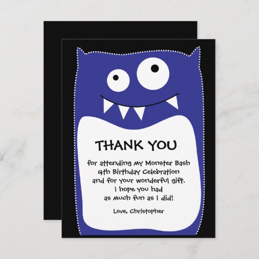 Blue Monster Bash - Hartelijk dank voor uw kaart ( (Voorkant / Achterkant)