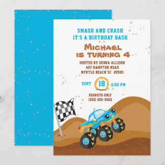 Blue Monster Truck 4th Birthday Racing Kaart