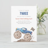 Blue Monster Truck Any Age Birthday Kaart (Staand voorkant)