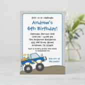 Blue Monster Truck Birthday Invitations Kaart (Staand voorkant)