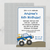 Blue Monster Truck Birthday Invitations Kaart (Voorkant / Achterkant)