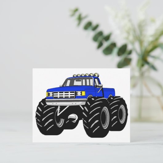 BLUE MONSTER TRUCK BRIEFKAART (Staand voorkant)