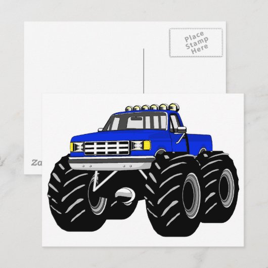 BLUE MONSTER TRUCK BRIEFKAART (Voorkant / Achterkant)
