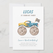 Blue Monster Truck Elke Leeftijd Verjaardagsfeest Kaart (Voorkant)