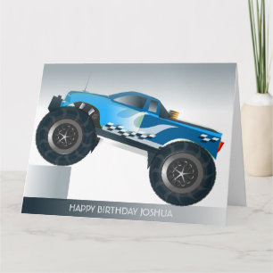 Blue Monster Truck Extra Grote Verjaardag Kaart