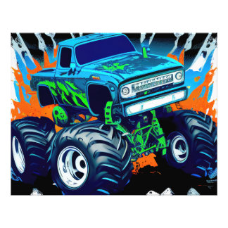 Blue Monster Truck Foto Afdruk
