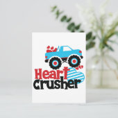 Blue Monster Truck Heart Crusher Valentijn Briefkaart (Staand voorkant)