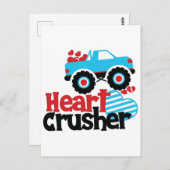 Blue Monster Truck Heart Crusher Valentijn Briefkaart (Voorkant / Achterkant)