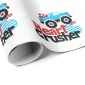 Blue Monster Truck Heart Crusher Valentijn Cadeaupapier (Rol Hoek)