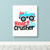 Blue Monster Truck Heart Crusher Valentijn Canvas Afdruk (Insitu (Houten vloer))