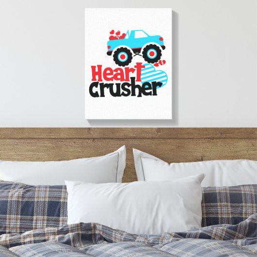 Blue Monster Truck Heart Crusher Valentijn Canvas Afdruk (Insitu (Slaapkamer))