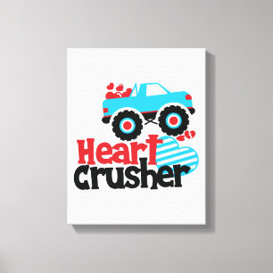 Blue Monster Truck Heart Crusher Valentijn Canvas Afdruk