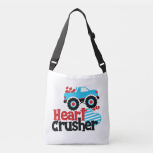 Blue Monster Truck Heart Crusher Valentijn Crossbody Tas