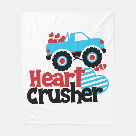 Blue Monster Truck Heart Crusher Valentijn Fleece Deken (Voorkant)