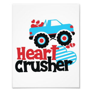 Blue Monster Truck Heart Crusher Valentijn Foto Afdruk
