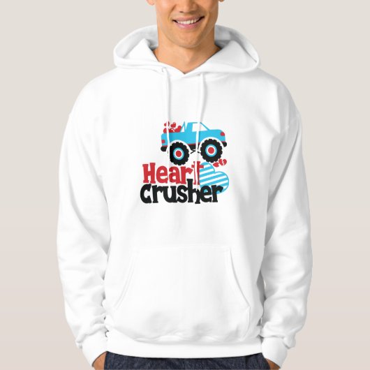 Blue Monster Truck Heart Crusher Valentijn Hoodie (Voorkant)