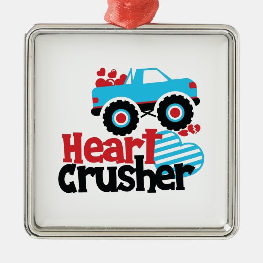 Blue Monster Truck Heart Crusher Valentijn Metalen Ornament (Voorkant)