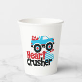 Blue Monster Truck Heart Crusher Valentijn Papieren Bekers (Voorkant)