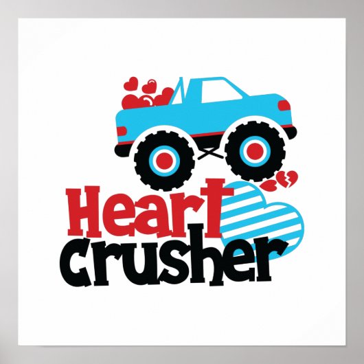 Blue Monster Truck Heart Crusher Valentijn Poster (Voorkant)