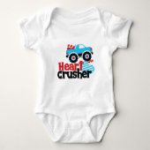 Blue Monster Truck Heart Crusher Valentijn Romper (Voorkant)