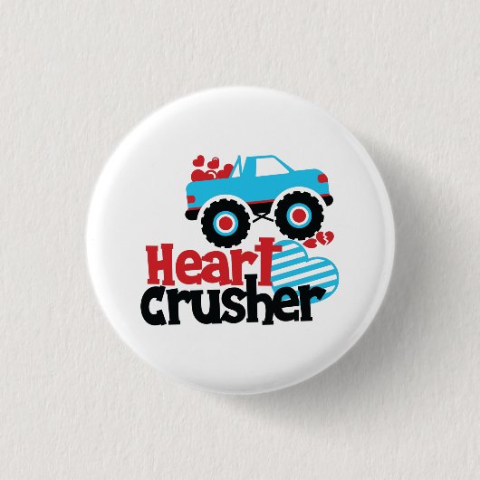 Blue Monster Truck Heart Crusher Valentijn Ronde Button 3,2 Cm (Voorkant)