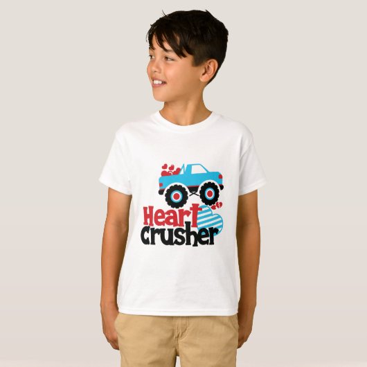 Blue Monster Truck Heart Crusher Valentijn T-shirt (Voorkant volledig)