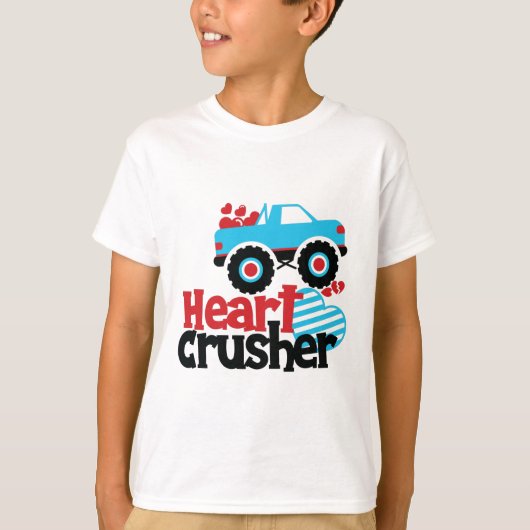 Blue Monster Truck Heart Crusher Valentijn T-shirt (Voorkant)