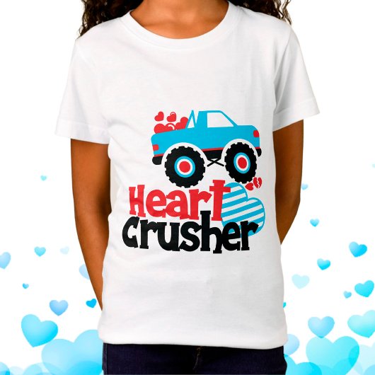 Blue Monster Truck Heart Crusher Valentijn T-shirt