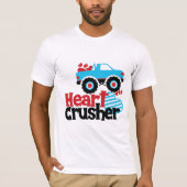 Blue Monster Truck Heart Crusher Valentijn T-shirt (Voorkant)