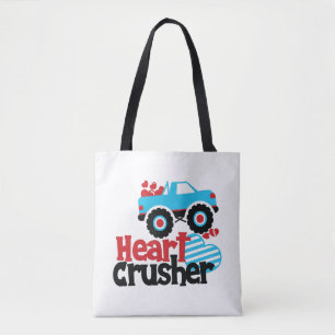 Blue Monster Truck Heart Crusher Valentijn Tote Bag