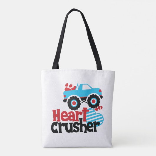 Blue Monster Truck Heart Crusher Valentijn Tote Bag (Achterkant)