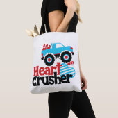 Blue Monster Truck Heart Crusher Valentijn Tote Bag (Dichtbij)