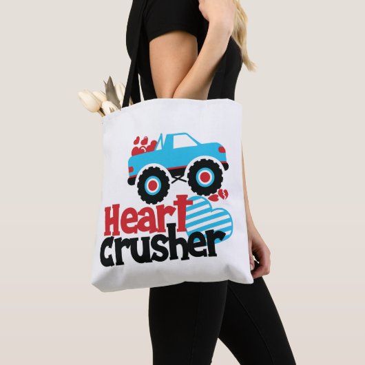 Blue Monster Truck Heart Crusher Valentijn Tote Bag (Dichtbij)