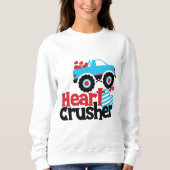 Blue Monster Truck Heart Crusher Valentijn Trui (Voorkant)
