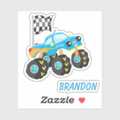 Blue Monster Truck Kids Contour Sticker (Vel)