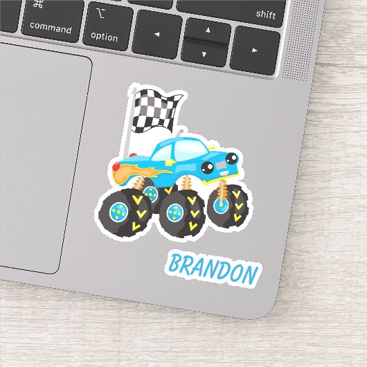 Blue Monster Truck Kids Contour Sticker (Detail)